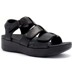 VIONIC Women's 7 Wide Tami Platform Wedge Sandals Metallic Black New